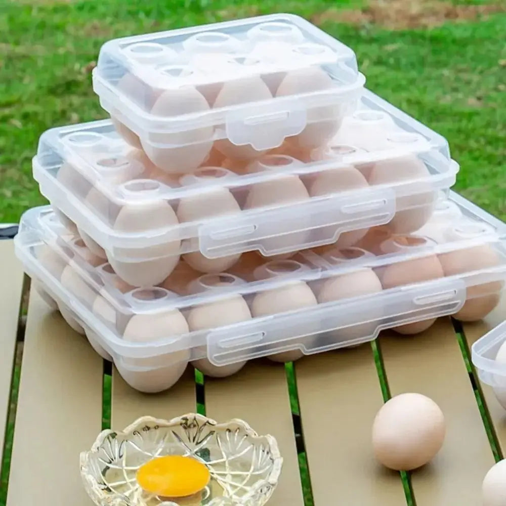 Stackable Plastic Egg Holder with Lid – Transparent Egg Organizer