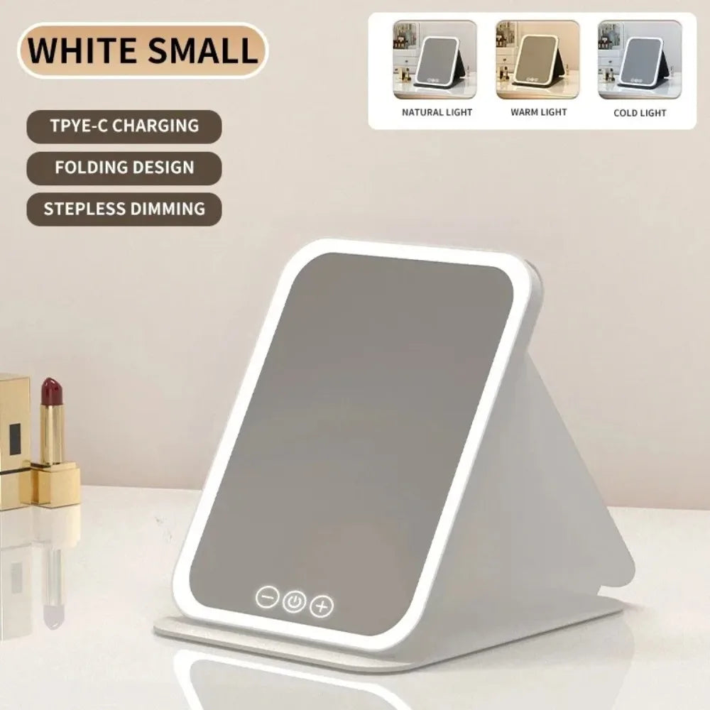 LED Makeup Mirror 3-Color Dimmable Touch | USB Rechargeable