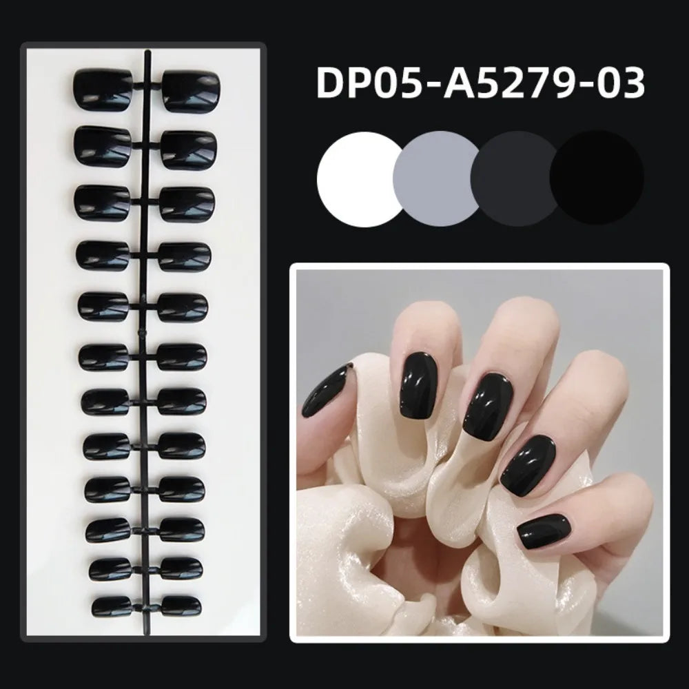 24-Pack Short Square Press-On Nails – Glossy False Nails