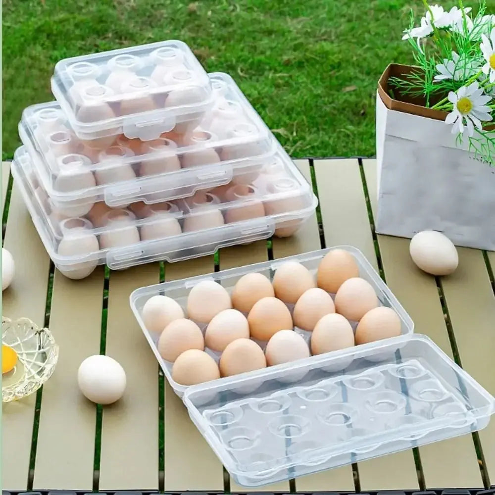 Stackable Plastic Egg Holder with Lid – Transparent Egg Organizer