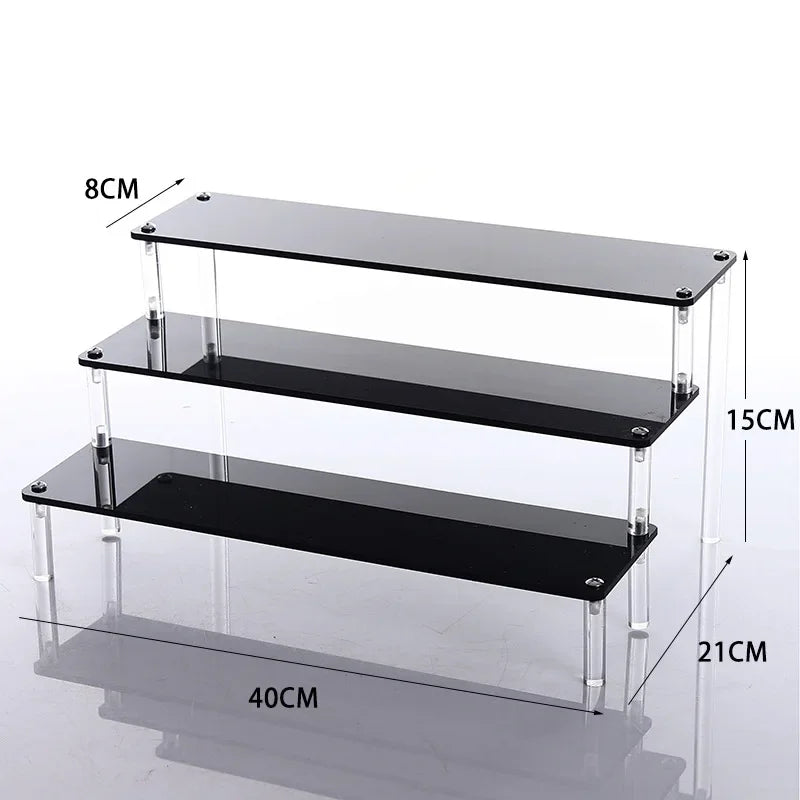 Black Acrylic Display Stand Riser 1–5 Tier Organizer Rack