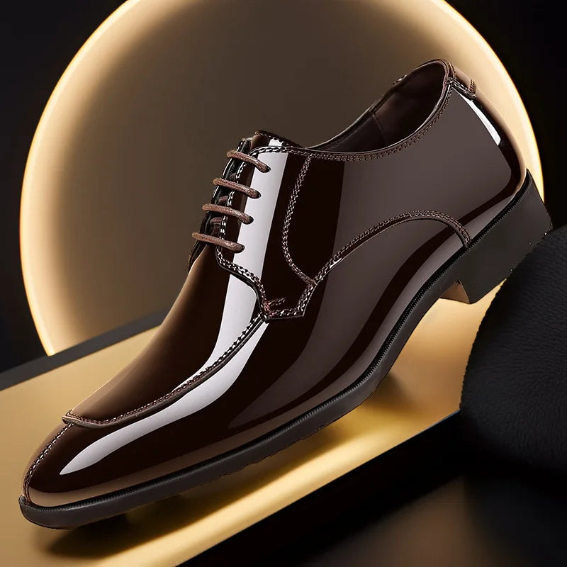 Men's Patent Leather Oxford Shoes – Pointed Toe Formal