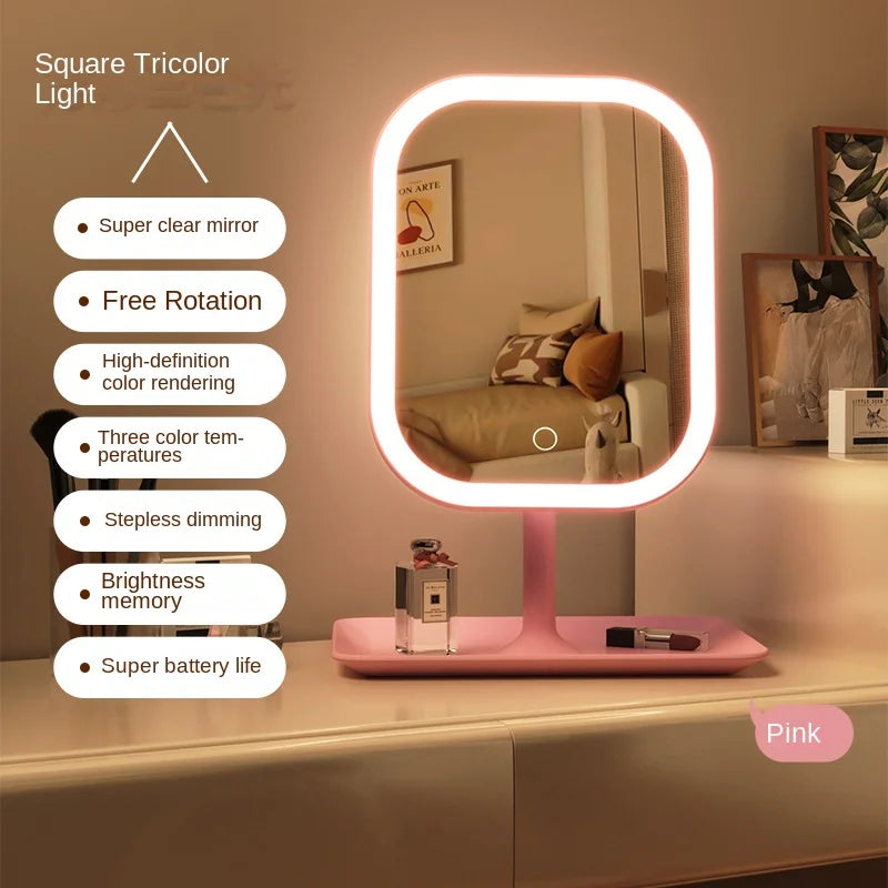 LED Vanity Mirror 3-Color Touch Control – Desktop Makeup Mirror