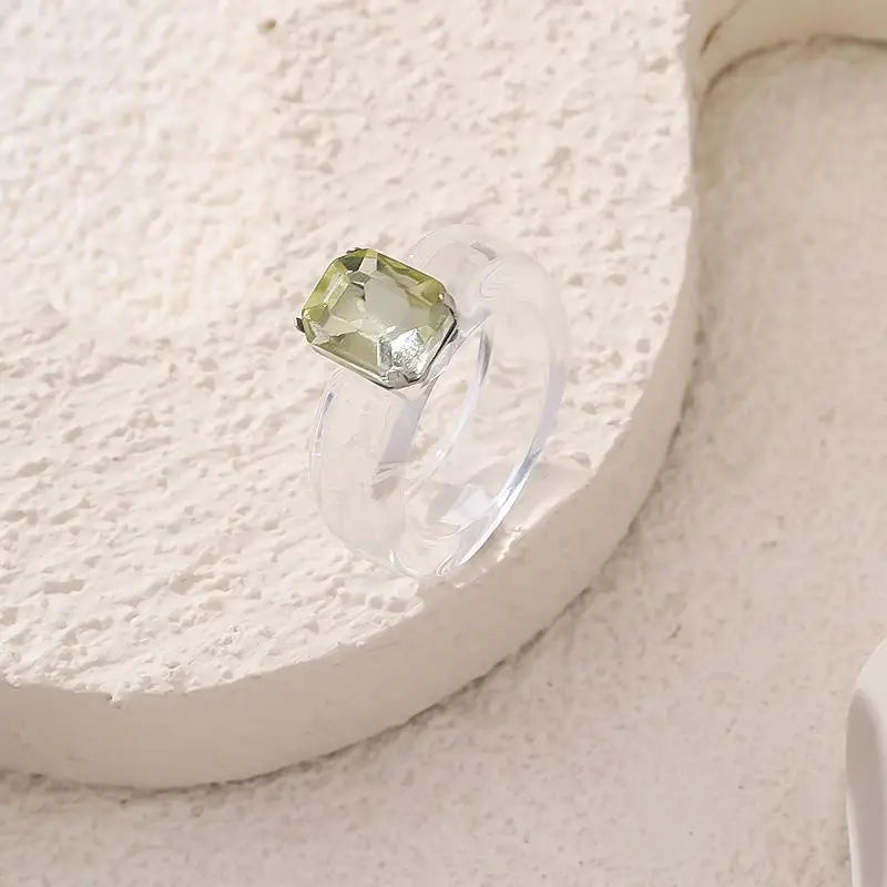 Y2K Chunky Resin Ring – Candy Color Rhinestone Fashion Jewelry