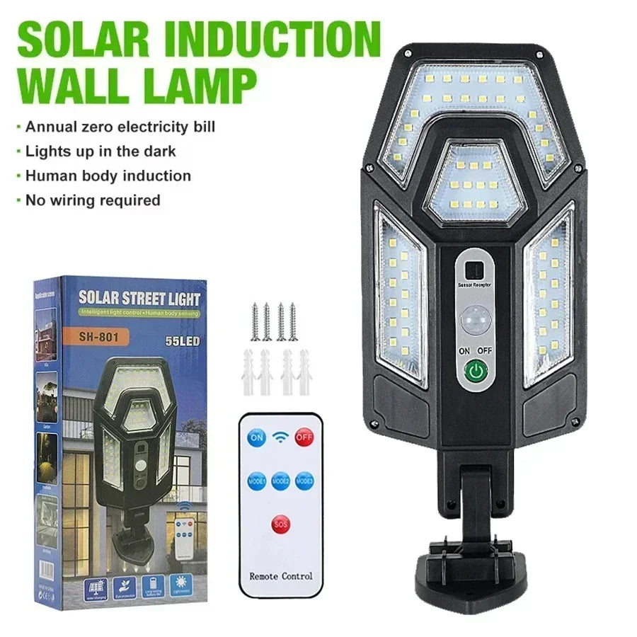 Solar Motion Sensor Wall Light – 108COB LED IP65 Outdoor