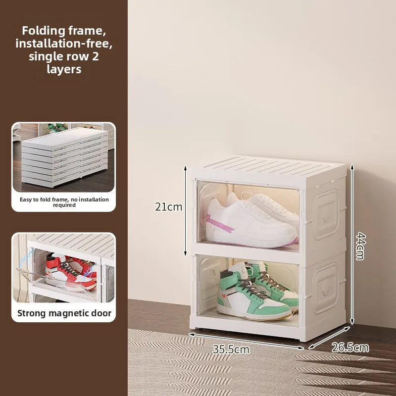 Multi-Tier Clear Shoe Rack – Dust-Proof Transparent Cabinet