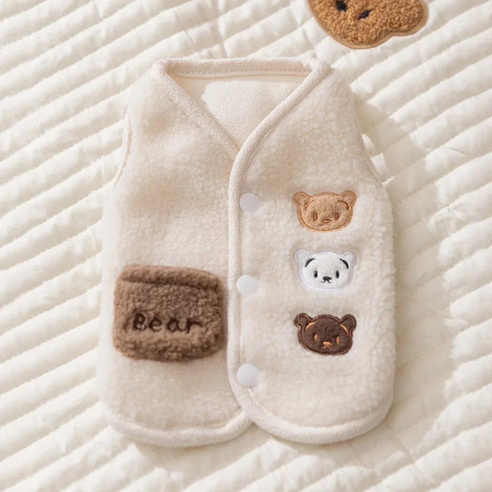 Cartoon Bear Fleece Dog Vest – Warm Windproof Puppy Costume