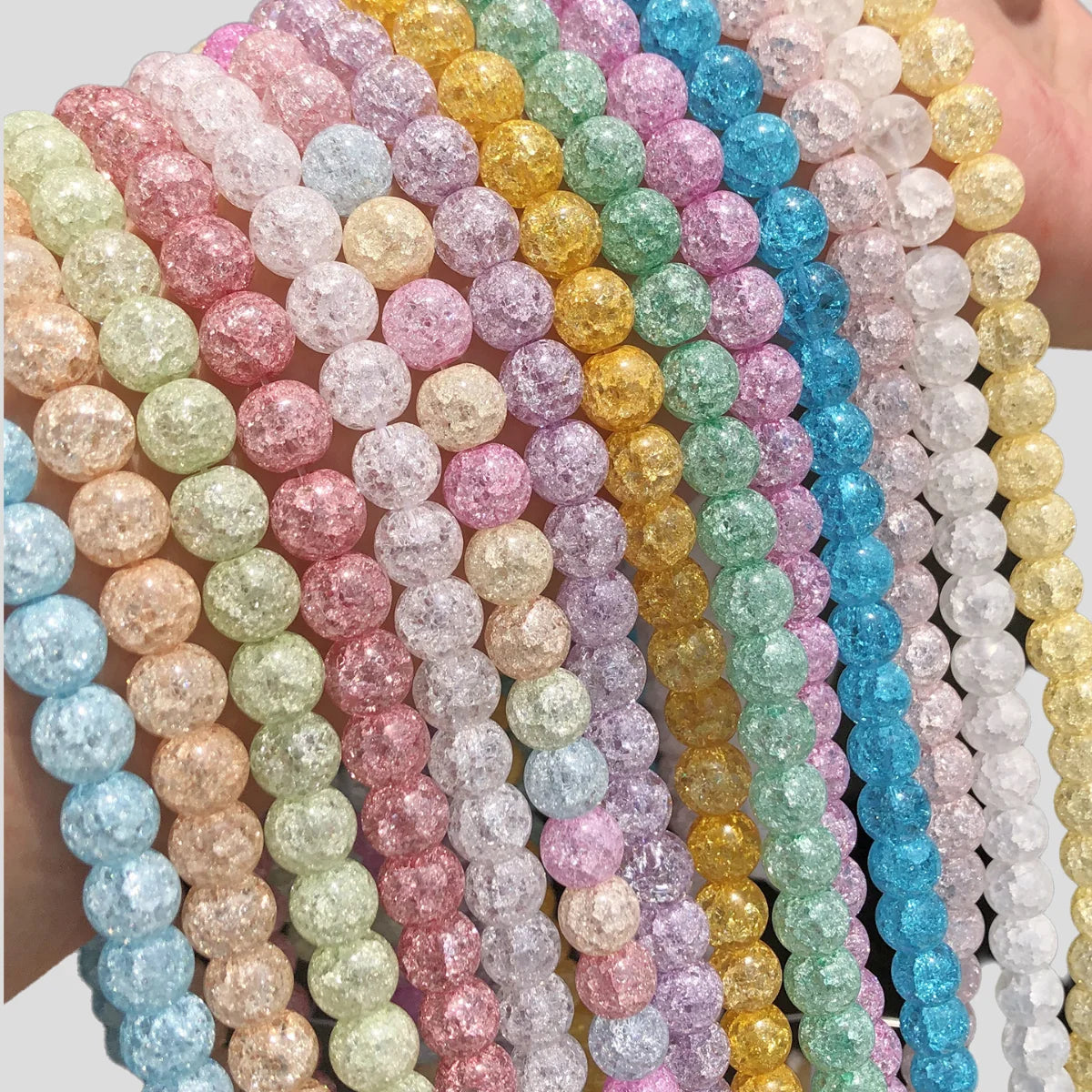 Snow Cracked Crystal Beads 6/8/10mm Round Loose Quartz – 15"