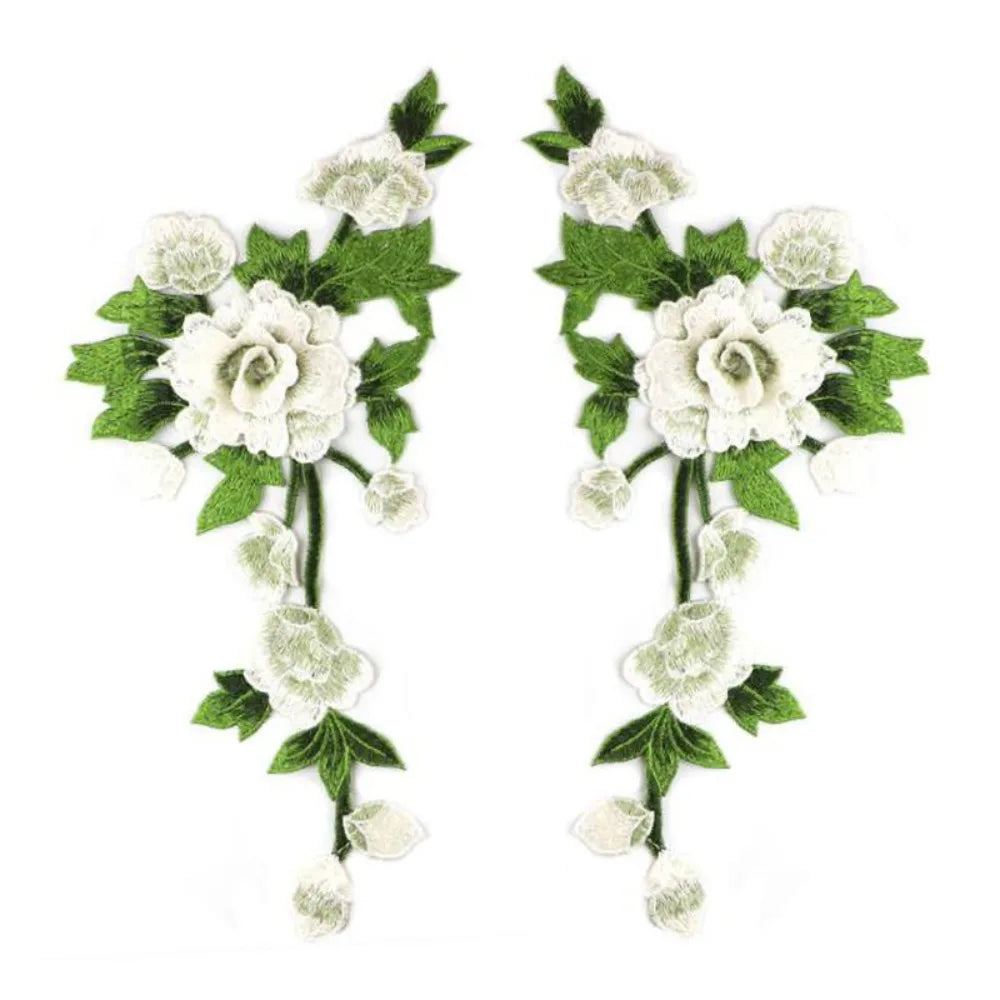 3D Floral Embroidery Applique Patch Pair – DIY Wedding Decor