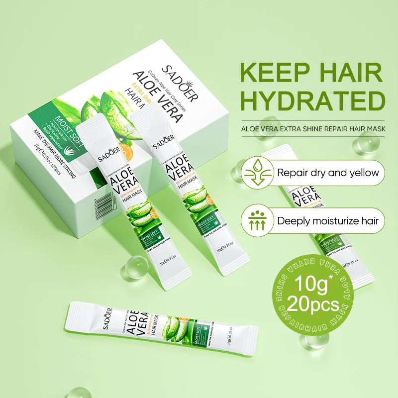 SADOER Aloe Vera Hair Mask 20 Pack – Moisturizing Treatment