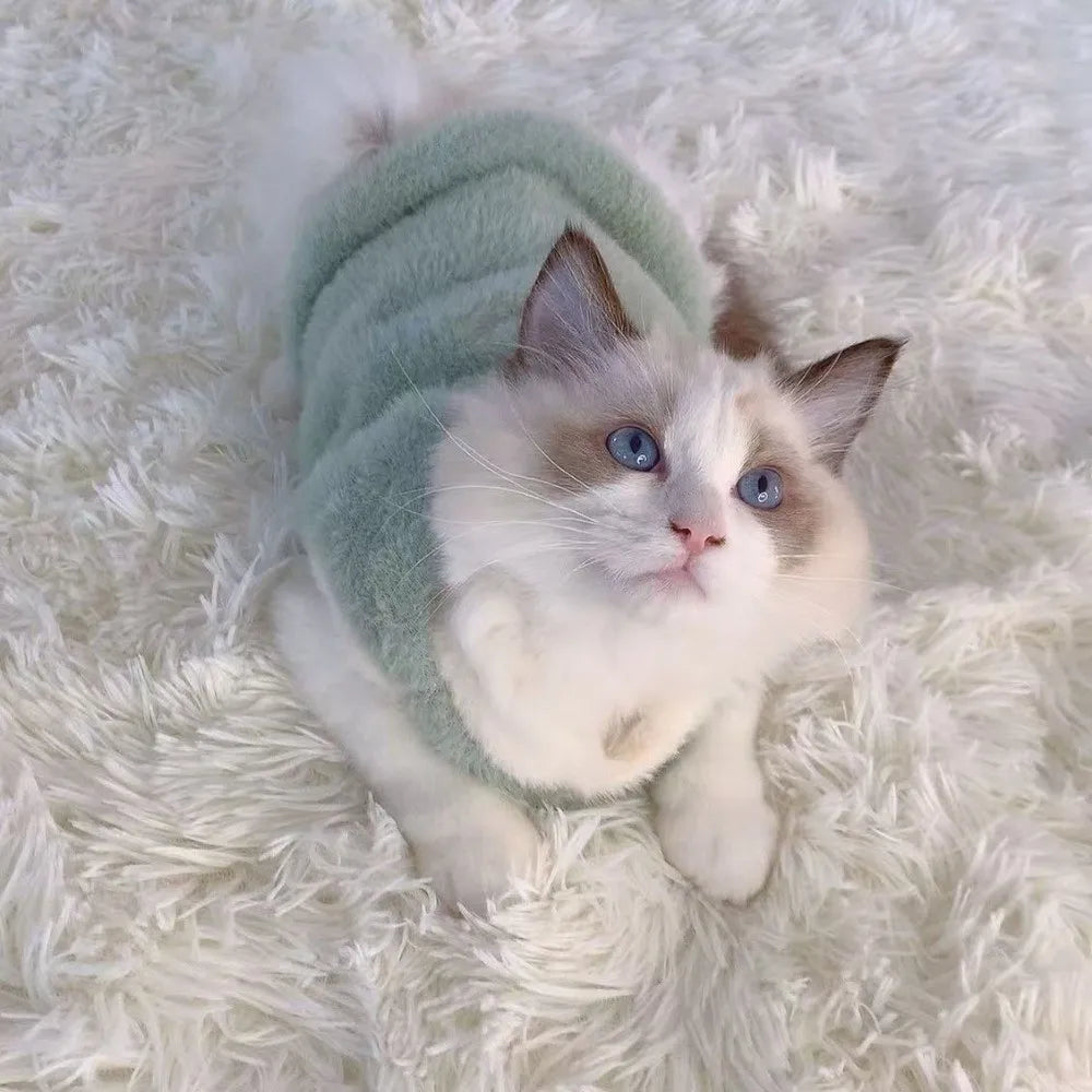 Knit Cat Sweater Vest – Soft Faux Fur Pullover for Kittens