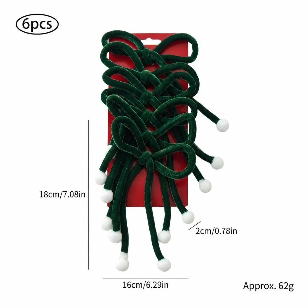 Velvet Christmas Tree Bows – Red & Green Wreath Ornaments 3/6pc