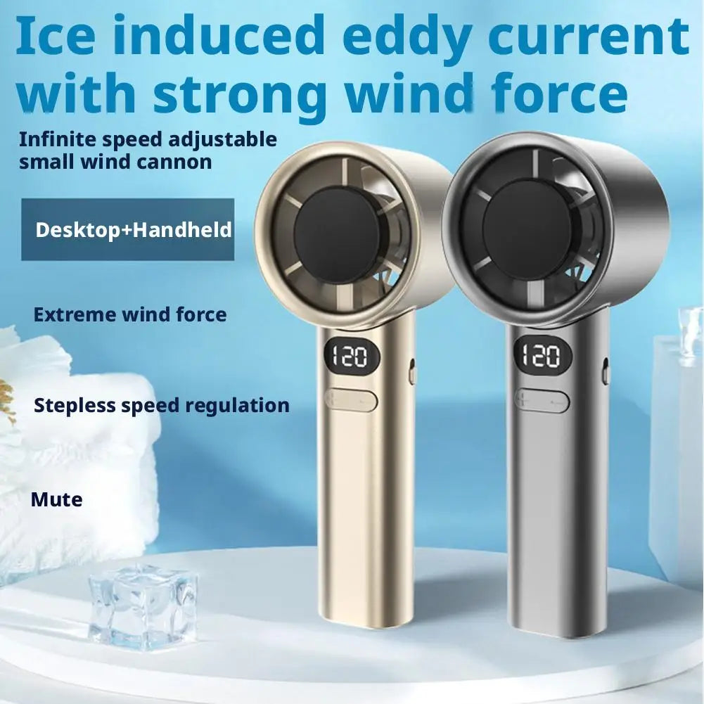 Portable USB Rechargeable Handheld Fan – 120 Speeds, LED Display