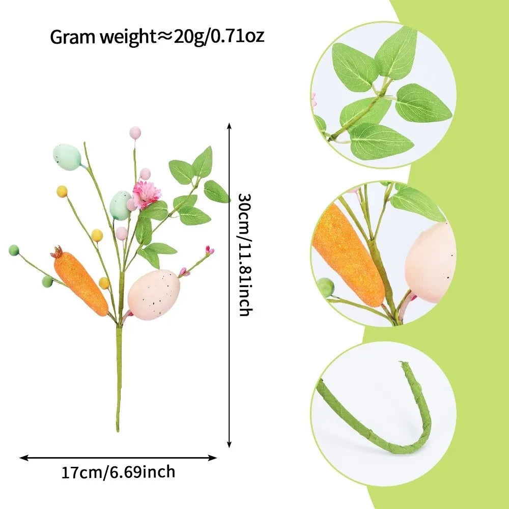 Easter Egg Carrot Artificial Flower Bouquet – Foam Branch Décor