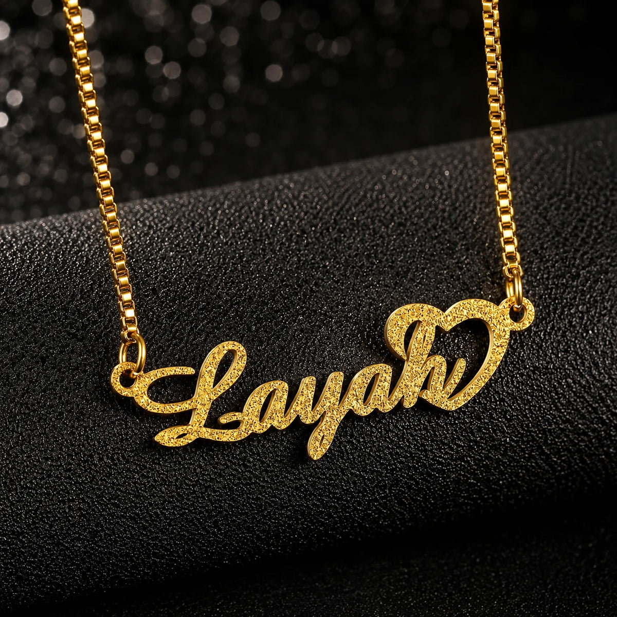 Custom Frosted Name Necklace | Personalized Heart Pendant