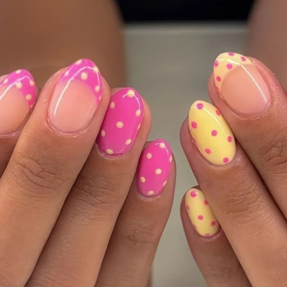 3D Floral Press-On Nails with Pearl Gel Design – 24 Pcs