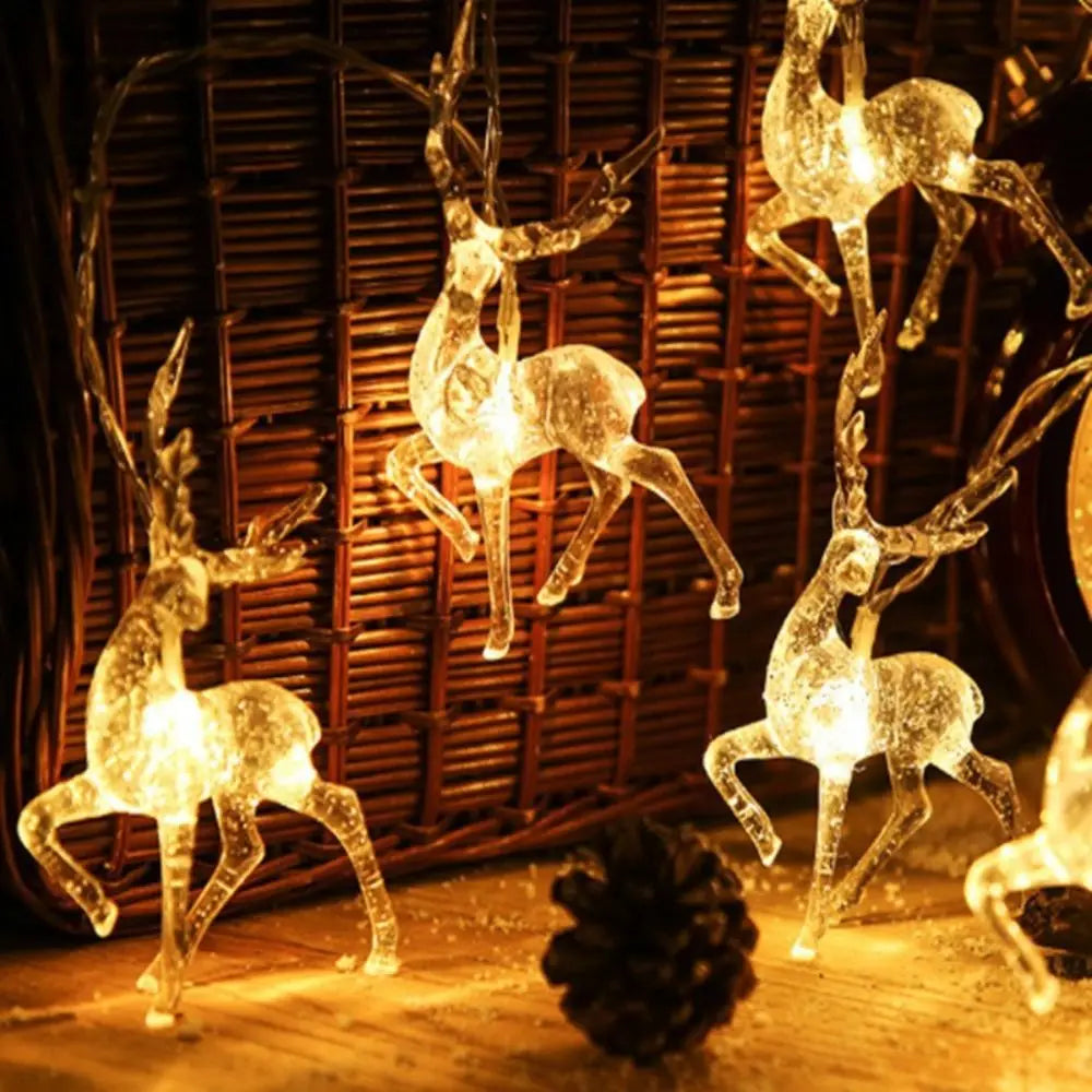 3D Reindeer LED String Lights 1.5m Battery Powered Indoor