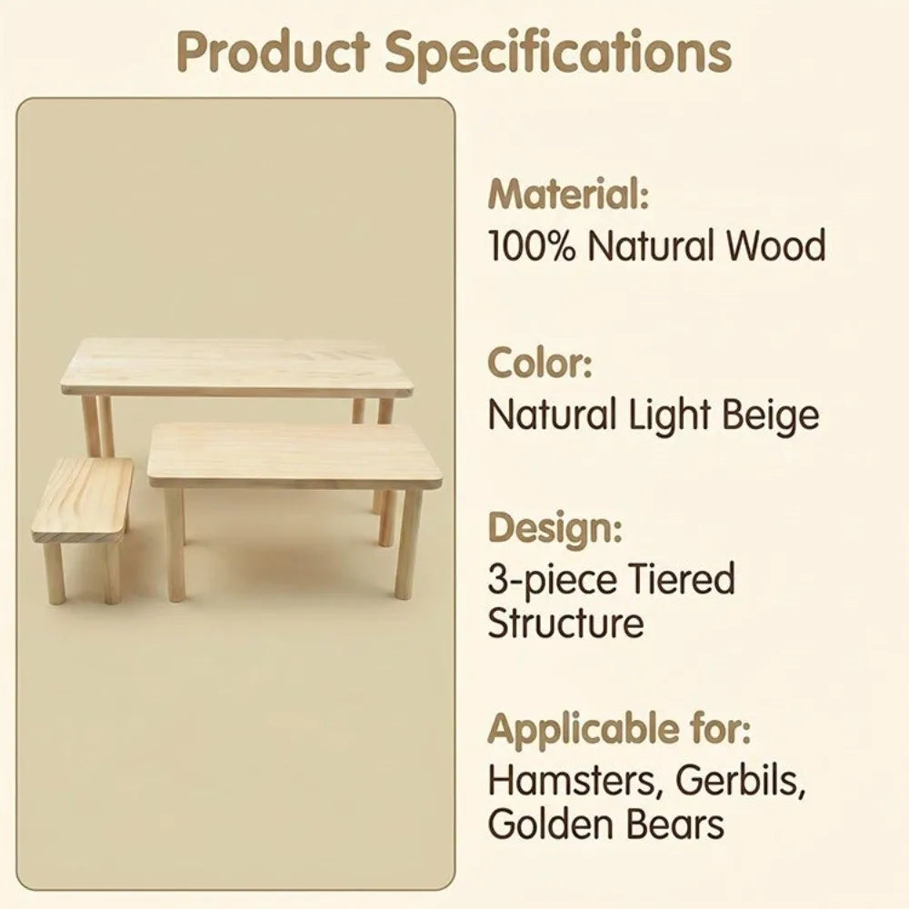 Wooden Hamster Climbing Platform | Small Pet Activity Stand