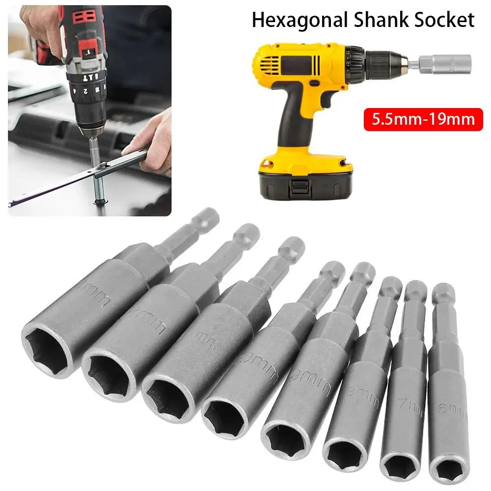 Magnetic Hex Nut Driver Drill Bit Adapter 1/4" – 5.5–19mm