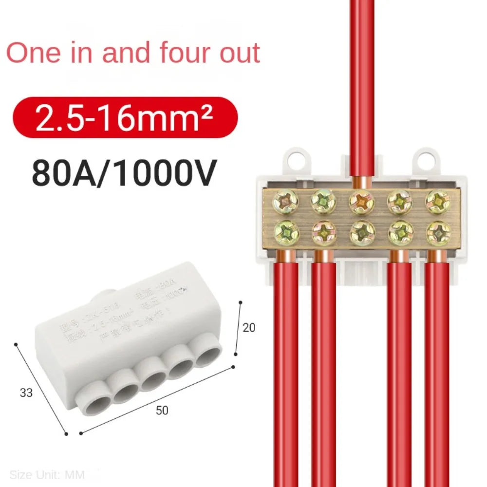 T-Type Branch Terminal Block 40A 400V Brass Wire Connector