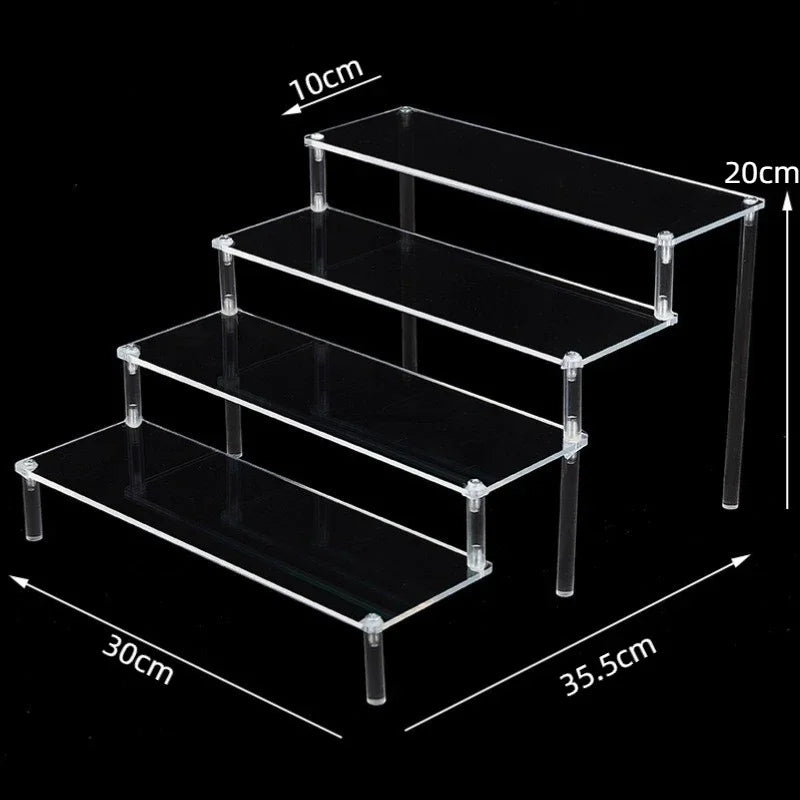 Black Acrylic Display Stand Riser 1–5 Tier Organizer Rack