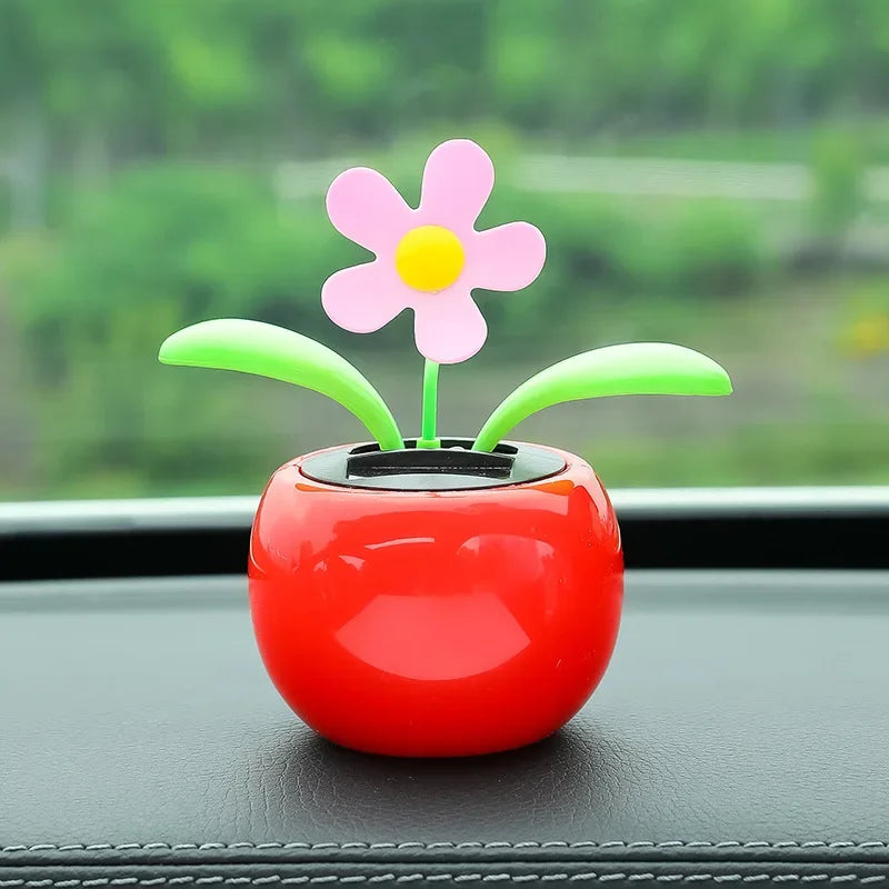 Solar Swinging Sunflower Car Decoration – Cute Bee Dashboard Ornament