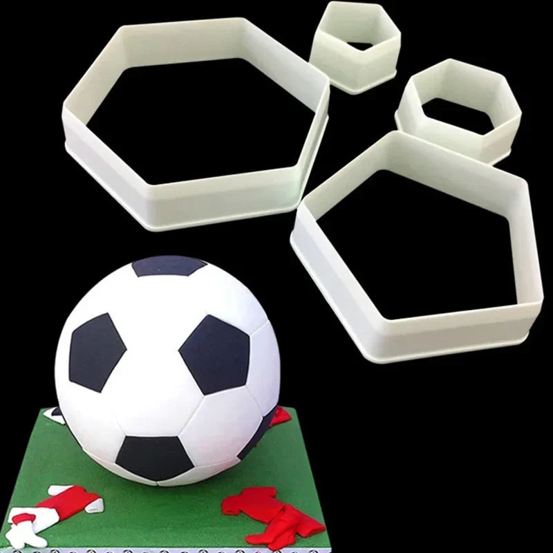 Soccer Ball Cookie Cutters – 4-Size Hexagon Fondant Mold Set