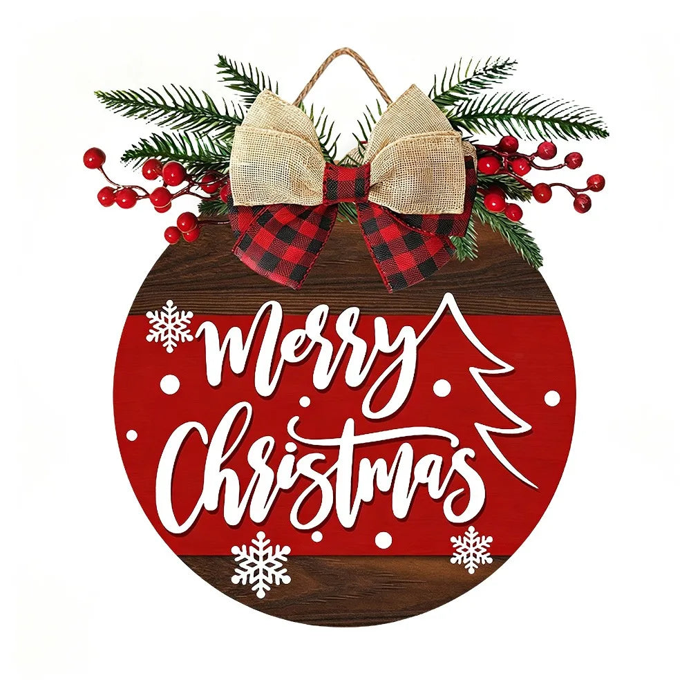 Wooden Christmas Hanging Door Sign – 2D Flat Festive Ornament