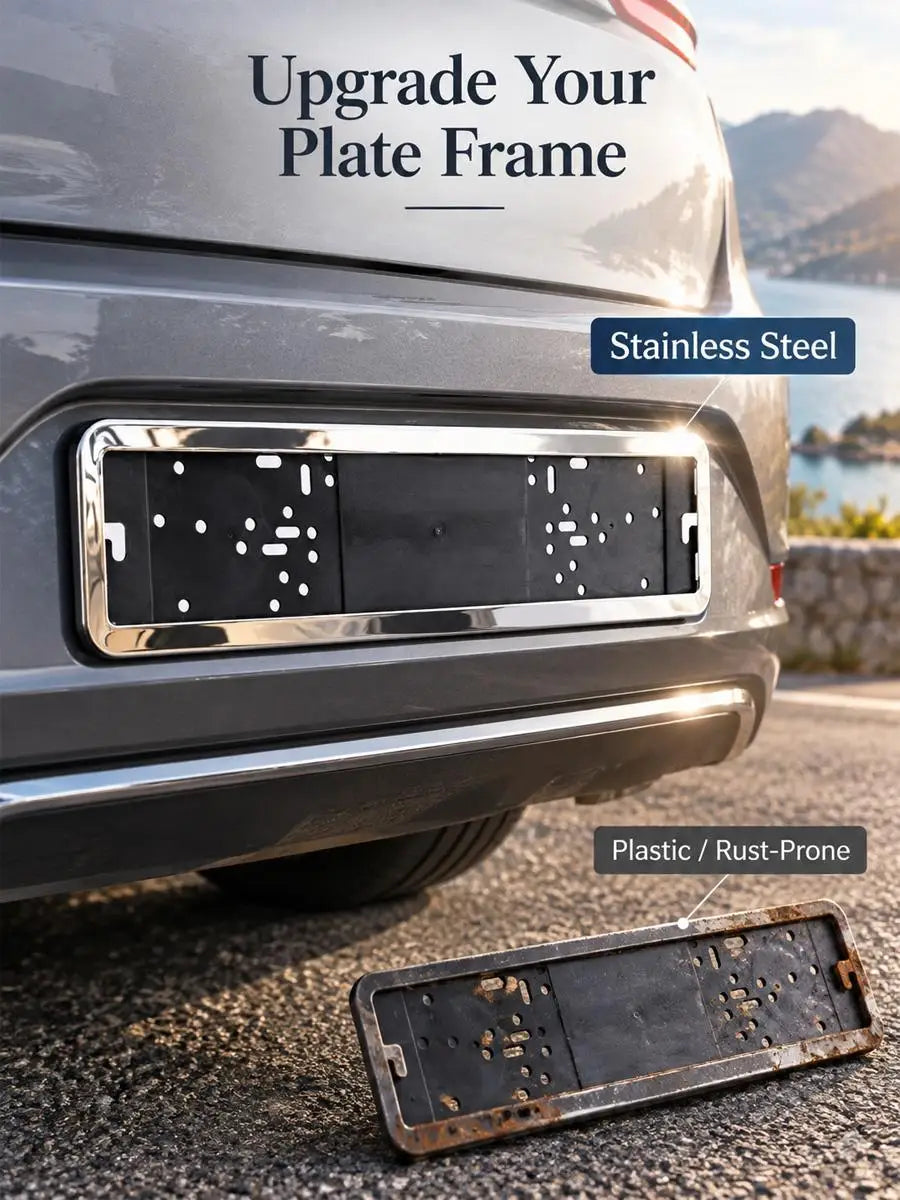 Stainless Steel License Plate Frame – Rustproof Euro Holder