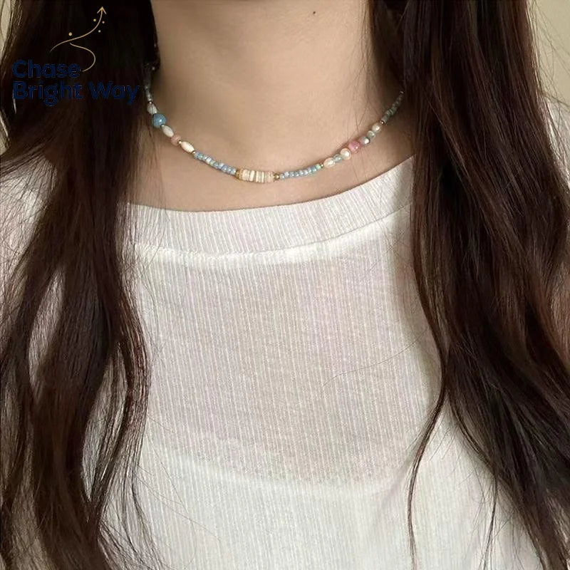 Freshwater Pearl Beaded Collar Necklace – Handmade Women's Gift