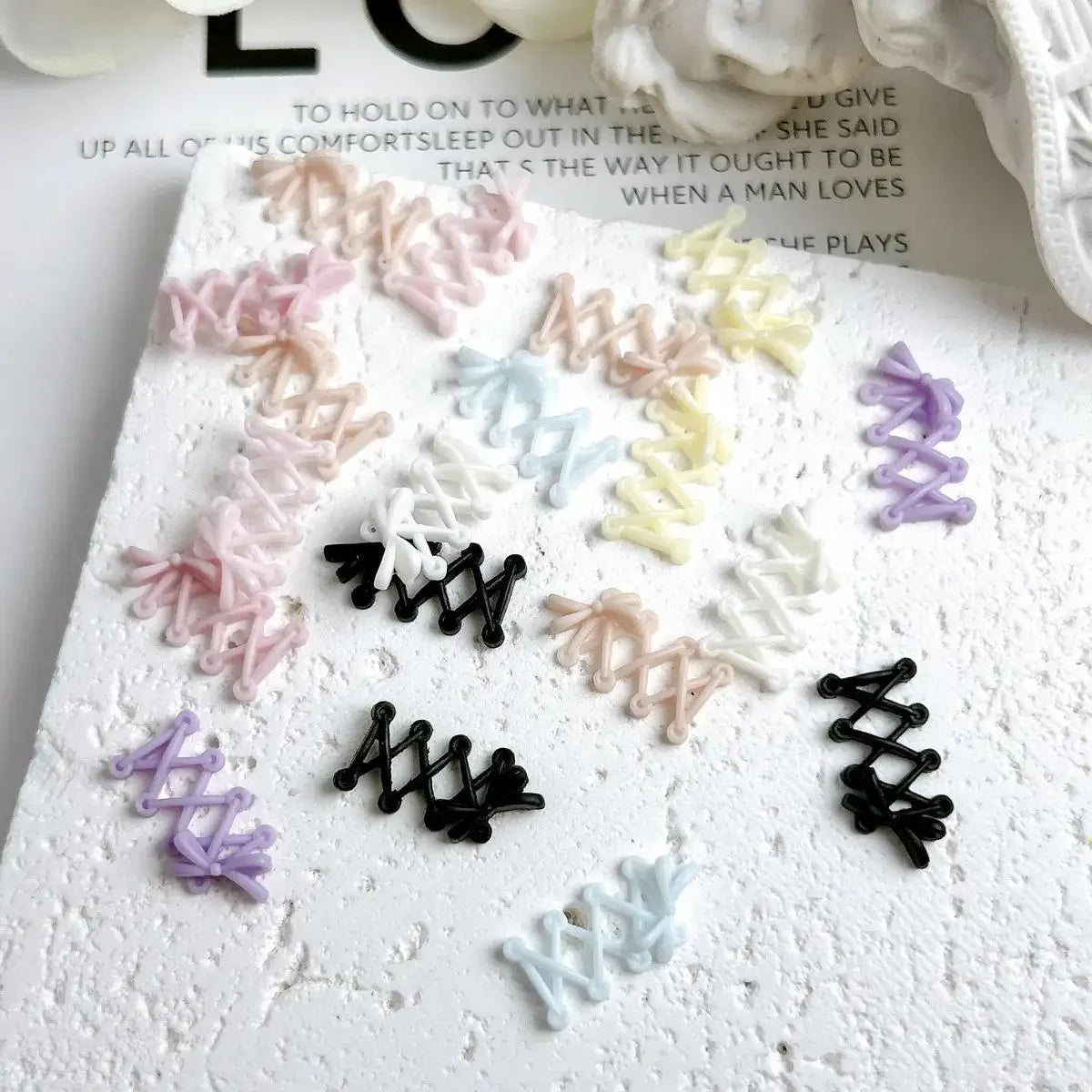 30Pcs 3D Resin Bow Nail Charms – Macaron DIY Nail Art Decor