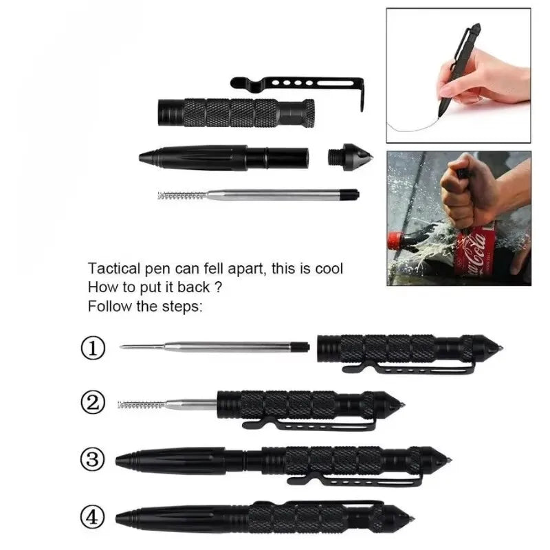 Multi-Function Tactical Pen – Aluminum Glass Breaker & Survival Tool