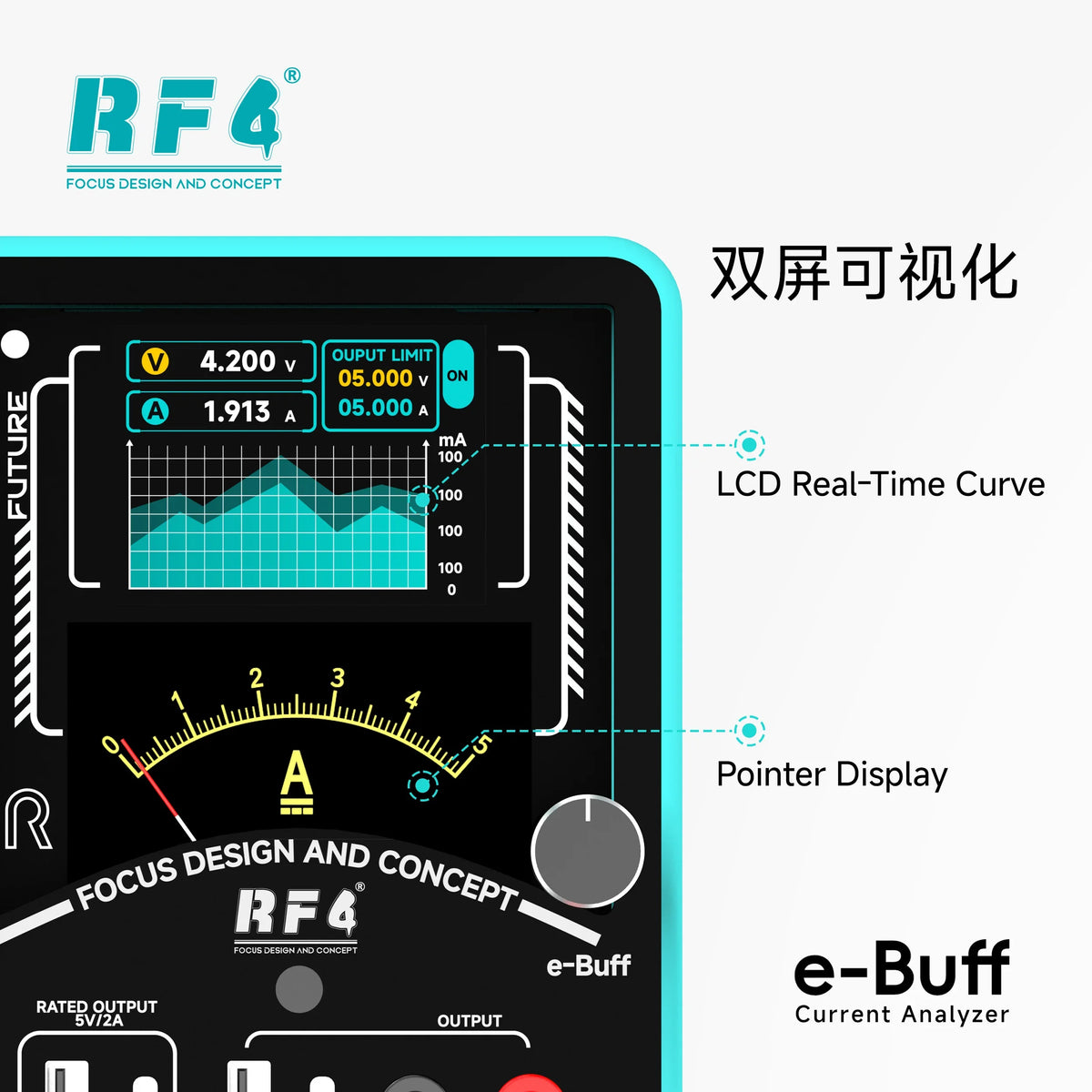 RF4 e-BUFF DC Power Supply & Current Analyzer – Dual LCD