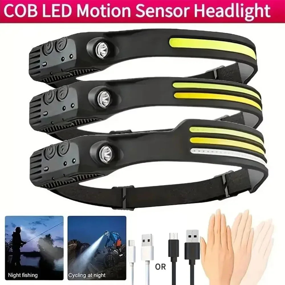 USB Rechargeable COB LED Headlamp | Sensor Touch, IPX4