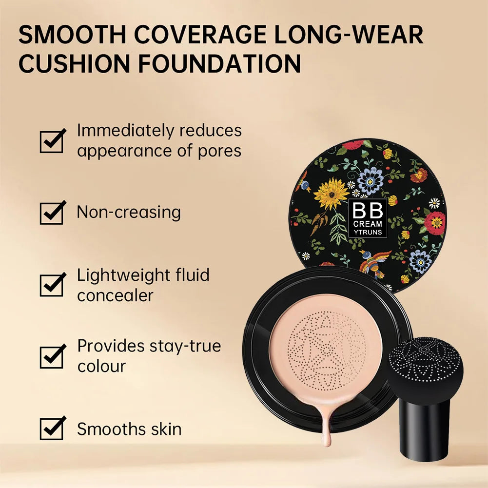 YTRUNS Mushroom Air Cushion BB Cream – Brightening Foundation