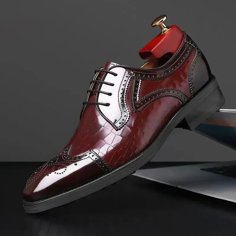 Men's Pointed Toe Brogue Oxford Dress Shoes | Sizes 38–48