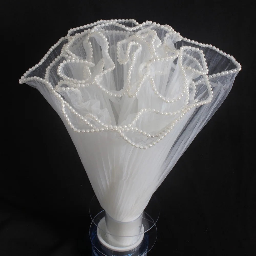 Pearl Lace Wave Mesh Flower Wrapping Roll – 28cm x 4 Yards
