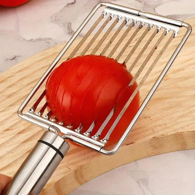 Stainless Steel Tomato Slicer – Manual Fruit & Veggie Cutter
