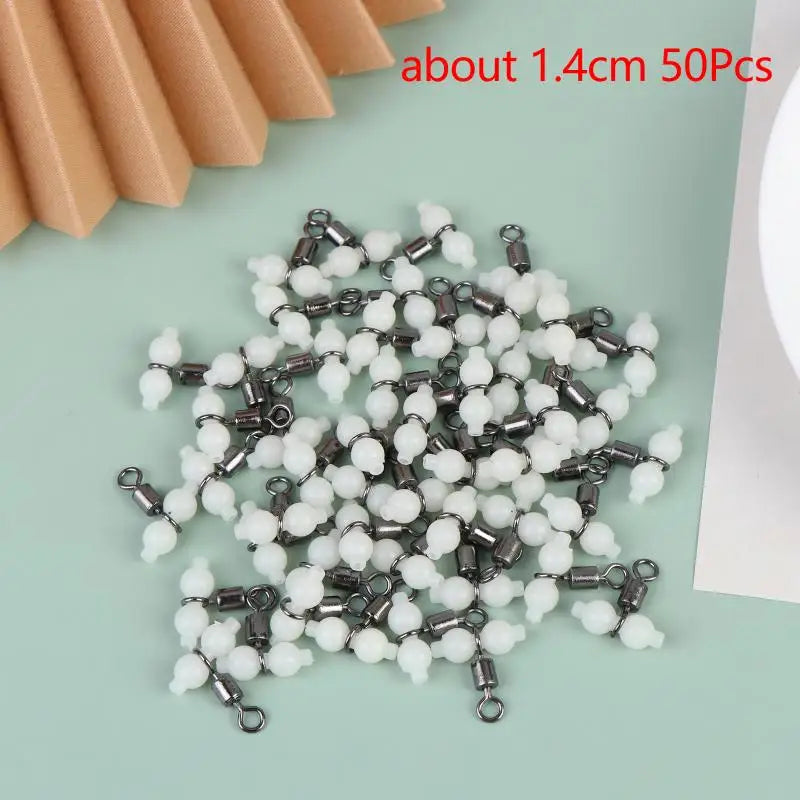 50-Pack Luminous Gourd Bead Fishing Swivel Connectors Anti-Tangle