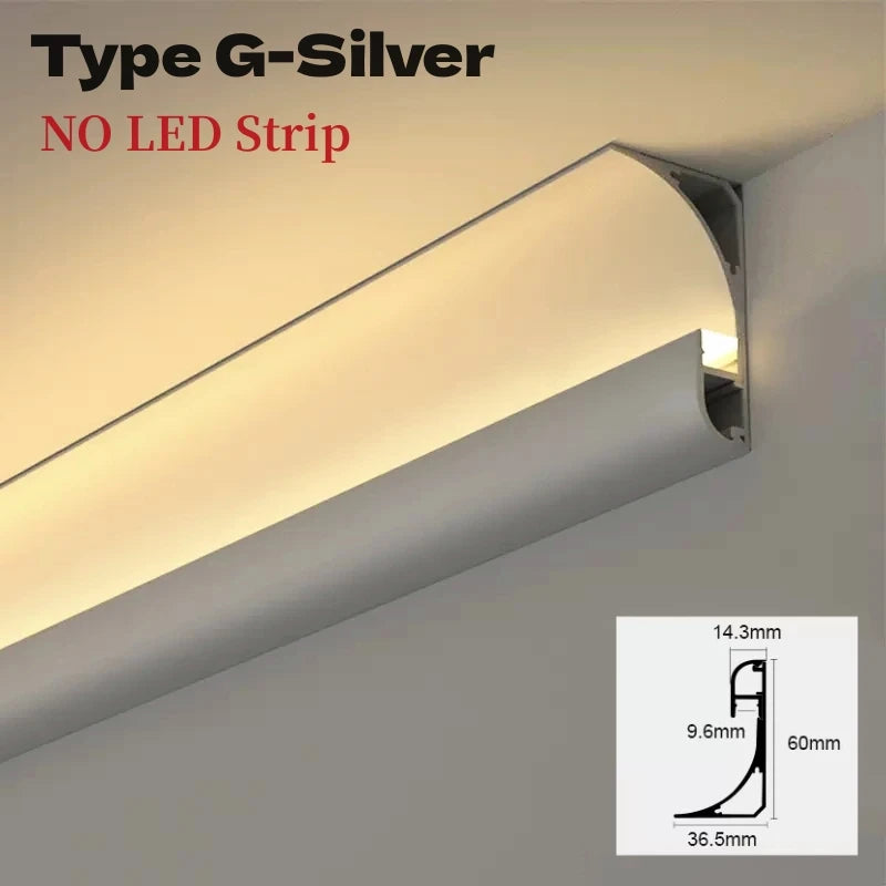 Recessed Corner LED Aluminum Profile Channel 0.5m/1m Ceiling
