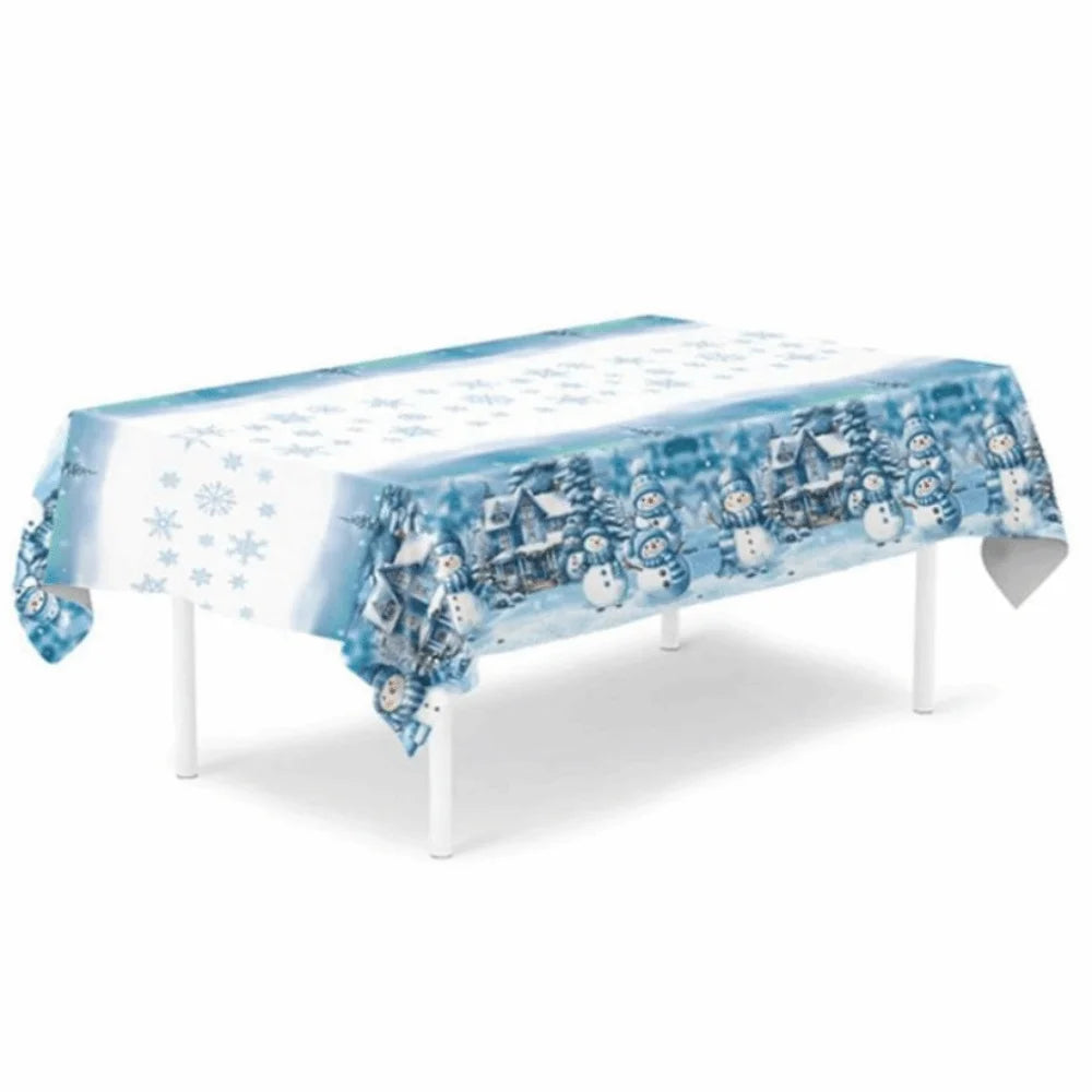 Christmas Disposable Tablecloth – Santa & Elk PE Table Cover