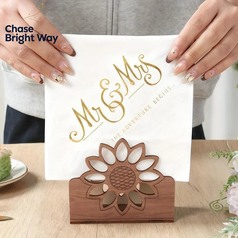 Sunflower Wooden Napkin Holder – Decorative Table Organizer