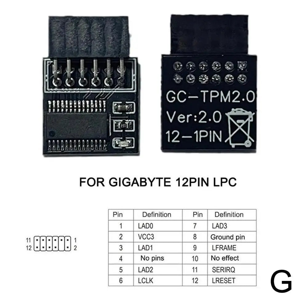 TPM 2.0 Security Module 12/14/18/20-Pin LPC – ASUS MSI GIGABYTE