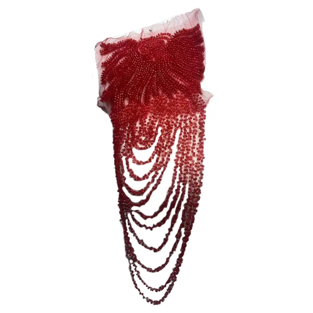 Crystal Bead Fringe Embroidery Patch – Tassel Sewing Appliqué