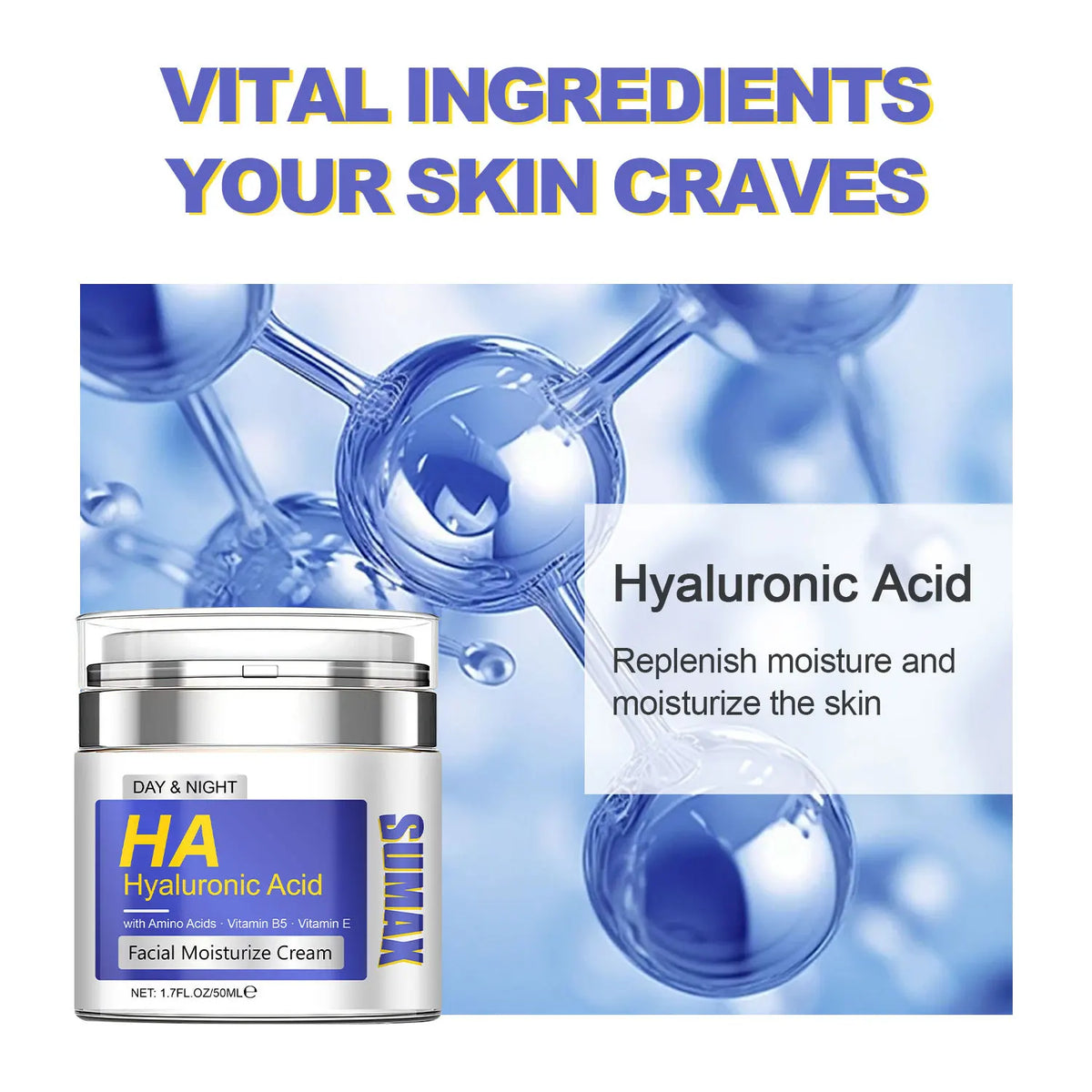SUMAX Hyaluronic Acid Face Cream – Hydrating & Brightening