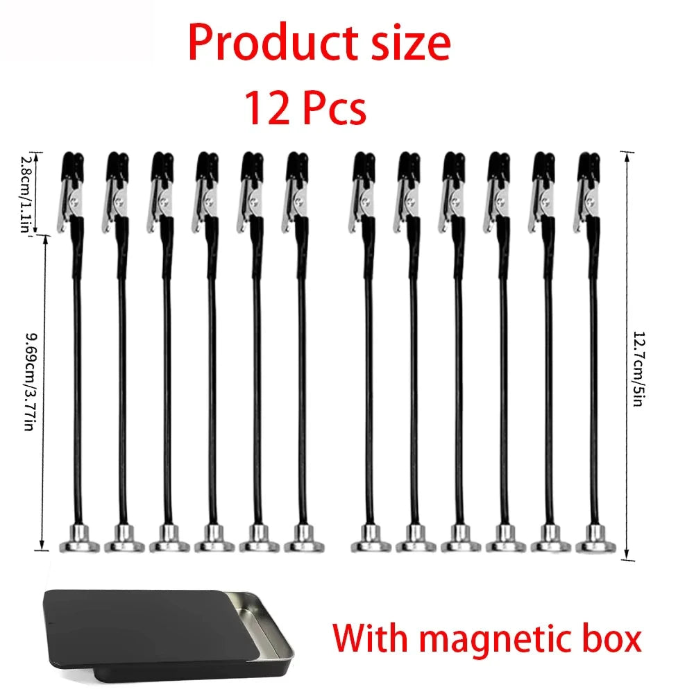 12-Piece Bendable Alligator Clip Sticks with Magnetic Base