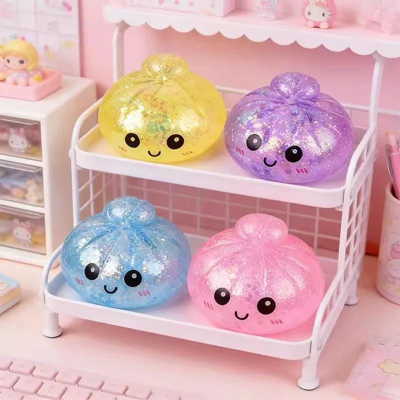 Glitter Squishy Steamed Bun Toy – Slow Rebound Squeeze Ball