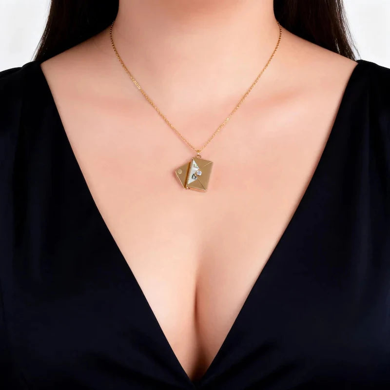 Custom Photo Envelope Pendant Necklace | Stainless Steel