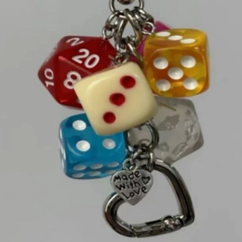 Vintage Irregular Dice Keychain Bag Charm & Phone Chain