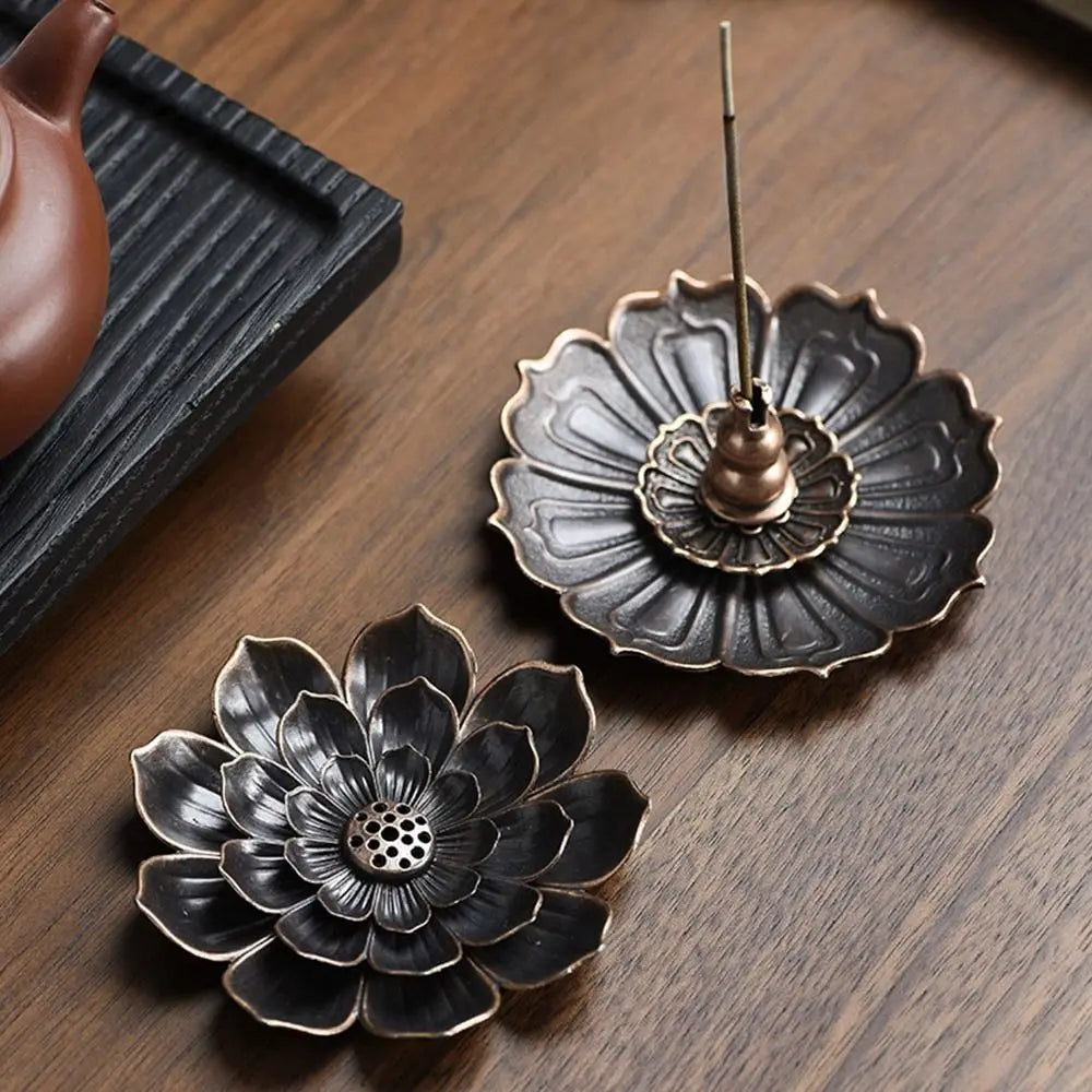 Lotus Incense Holder – Alloy Multi-Hole Incense Stick Base